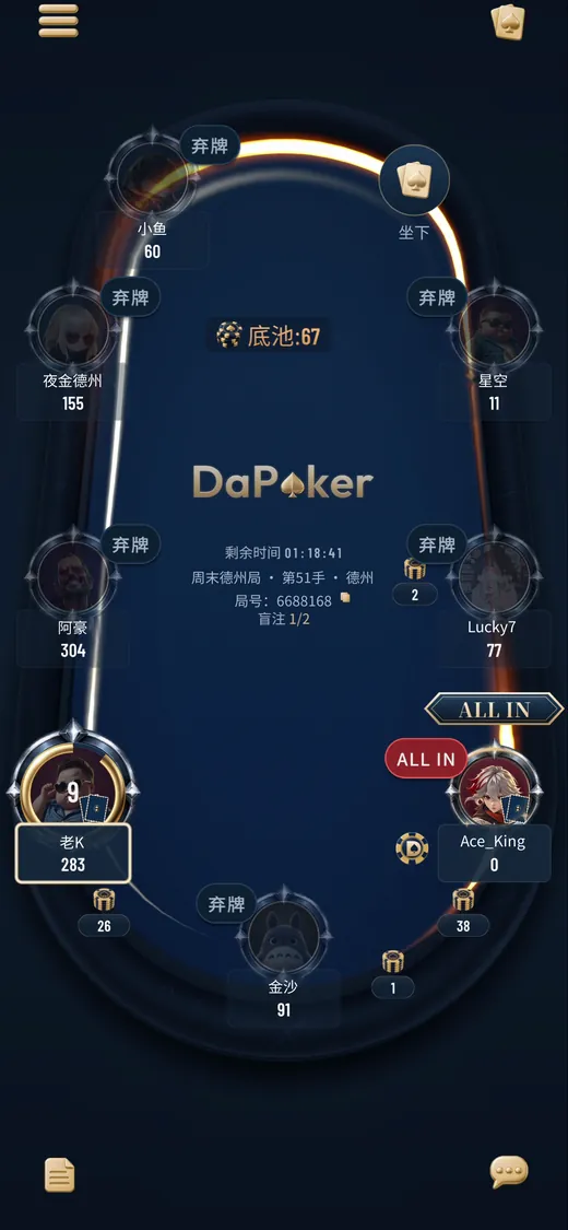 全下（All-in）画面